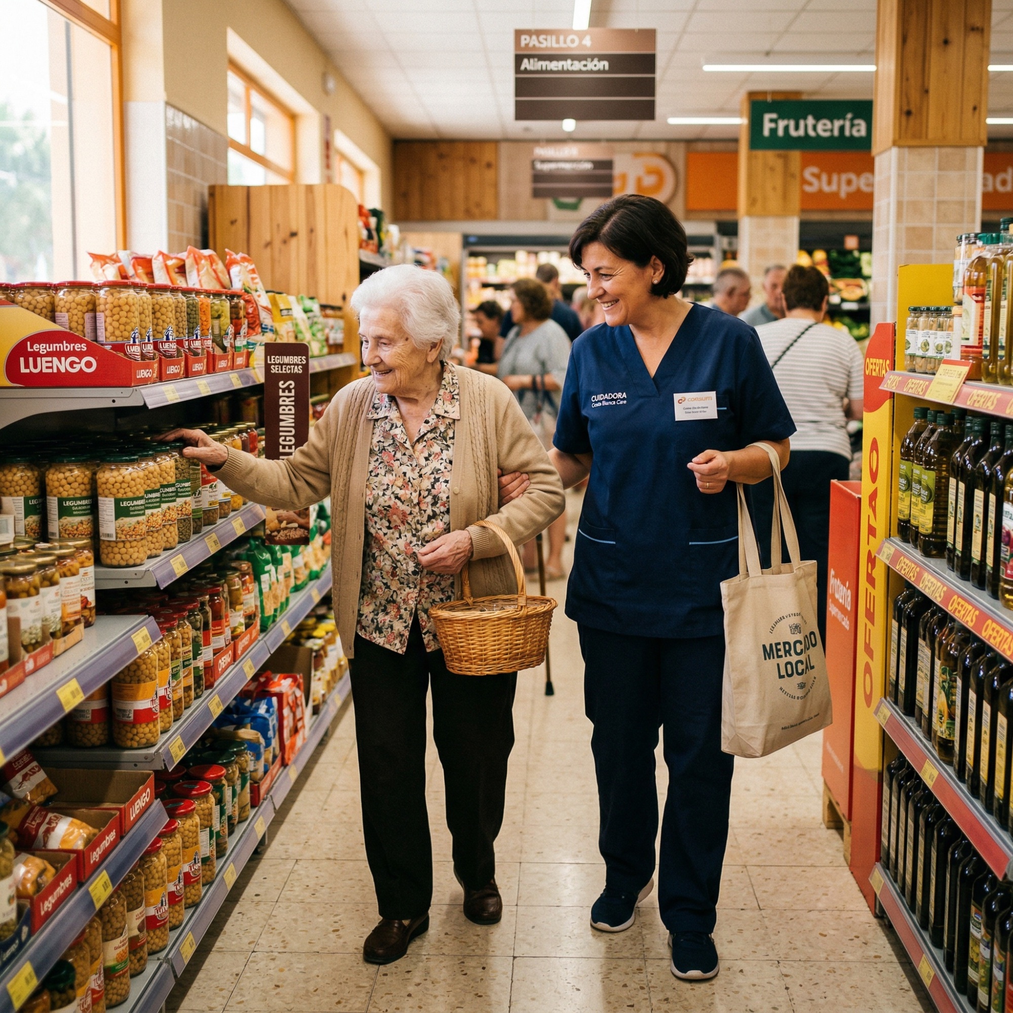 Boodschappen doen met verzorgende